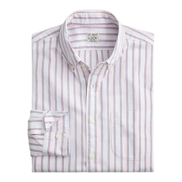 J Crew Slim Fit Broken In Organic Cotton Striped Oxford Shirt Mens Size XXL - Picture 1 of 12